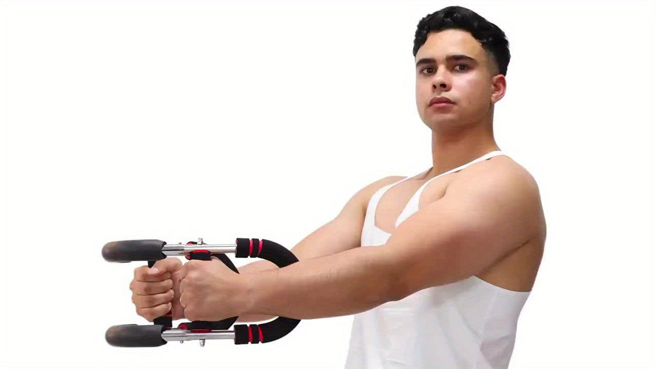 Arm Strength Trainer Chest Expander 3-Bar 3-Level Adjustable Resistance Tubes Portable Detachable Forearm Strengthener Home Gym Workout Device for Muscle Building Upper Body Training
