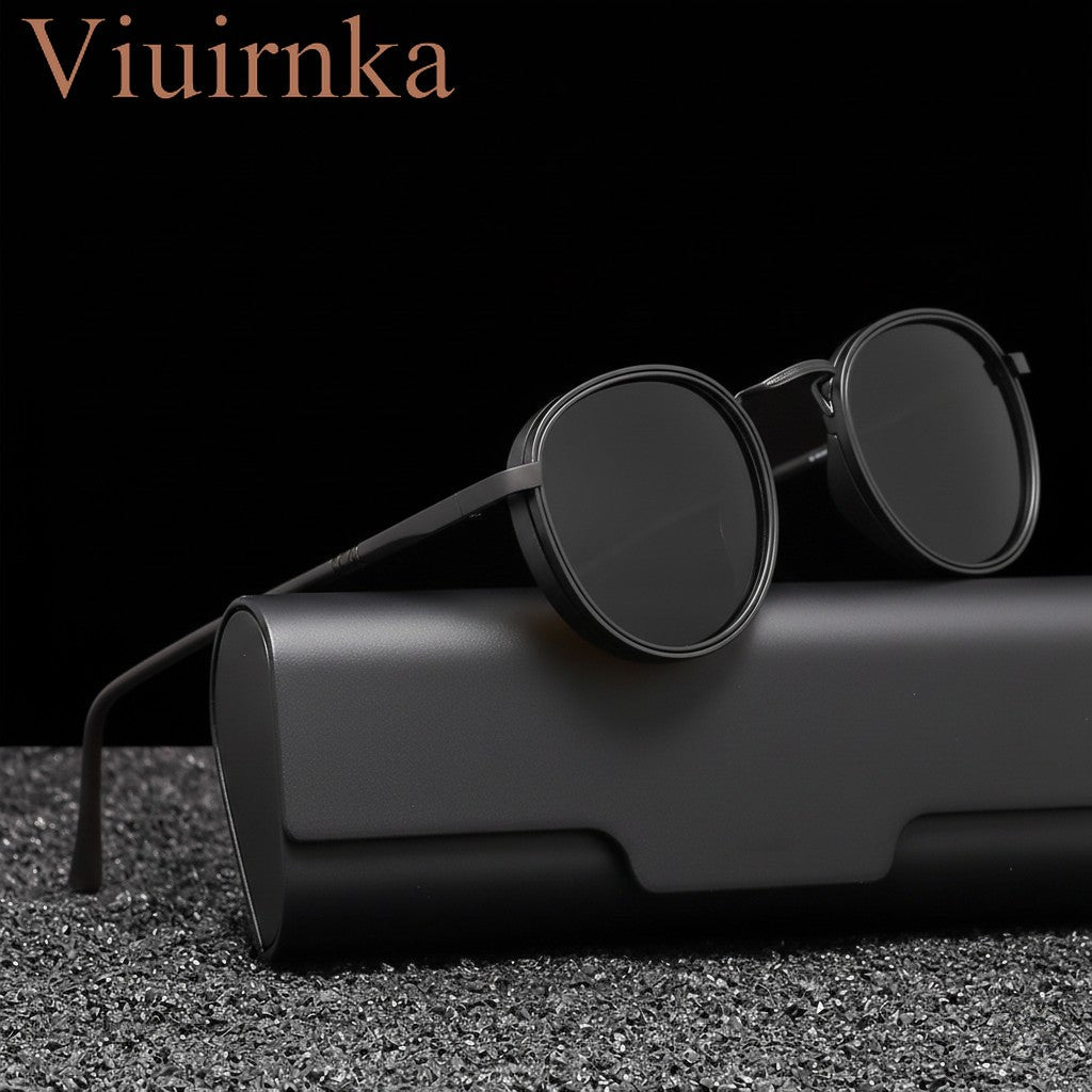 Polarized Sunglasses for Men & Women – Round Metal Frame UV400 TAC Lens, Lightweight Retro Unisex Eyewear with Protective Case, Ideal for Driving Fishing Hiking Travel, Birthday Father's Day Gift