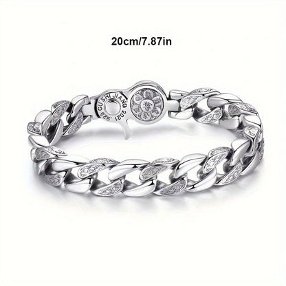 925 Sterling Silver Men's Fashion Bracelet – Classic Chain Design in 3 Sizes 7.10" 7.87" 8.66" Everyday Wear Jewelry Gift for Men Family Friends