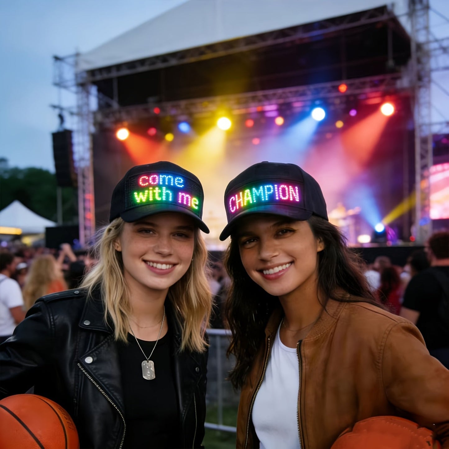 Programmable LED Light-Up Baseball Cap – Bluetooth App Scrolling Text & Animation, Rechargeable Flashing Hat for Parties Music Festivals Night Runs, Adjustable Teens Gift