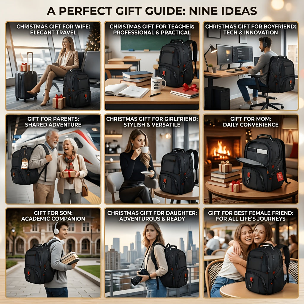 50L Travel Backpack Fits 17 Inch Laptop – Airline Approved, Waterproof, Extra Large College & Work Bag for Men & Women, 3-Compartment Business Backpack for School, Travel & Daily Commute – 8 Colors