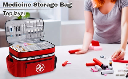 Medicine Storage Bag First Aid Kit Organizer - Household Medicine Organizing Box with Storage Rack Basket, Home & Travel Emergency Kit Bag, Perfect Holiday Gift