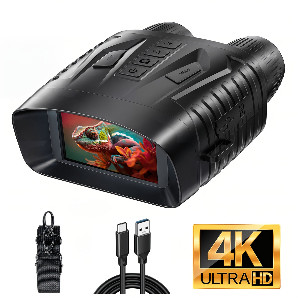 4K Night Vision Goggles for Adults 48MP Camera 3.1 Inch Screen 4400mAh Rechargeable Battery 7-Level IR Adjustment 100% Darkness View 4K Video 64GB Card for Hunting Security Camping 25mm 50mm