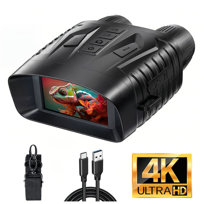 4K Night Vision Goggles for Adults 48MP Camera 3.1 Inch Screen 4400mAh Rechargeable Battery 7-Level IR Adjustment 100% Darkness View 4K Video 64GB Card for Hunting Security Camping 25mm 50mm