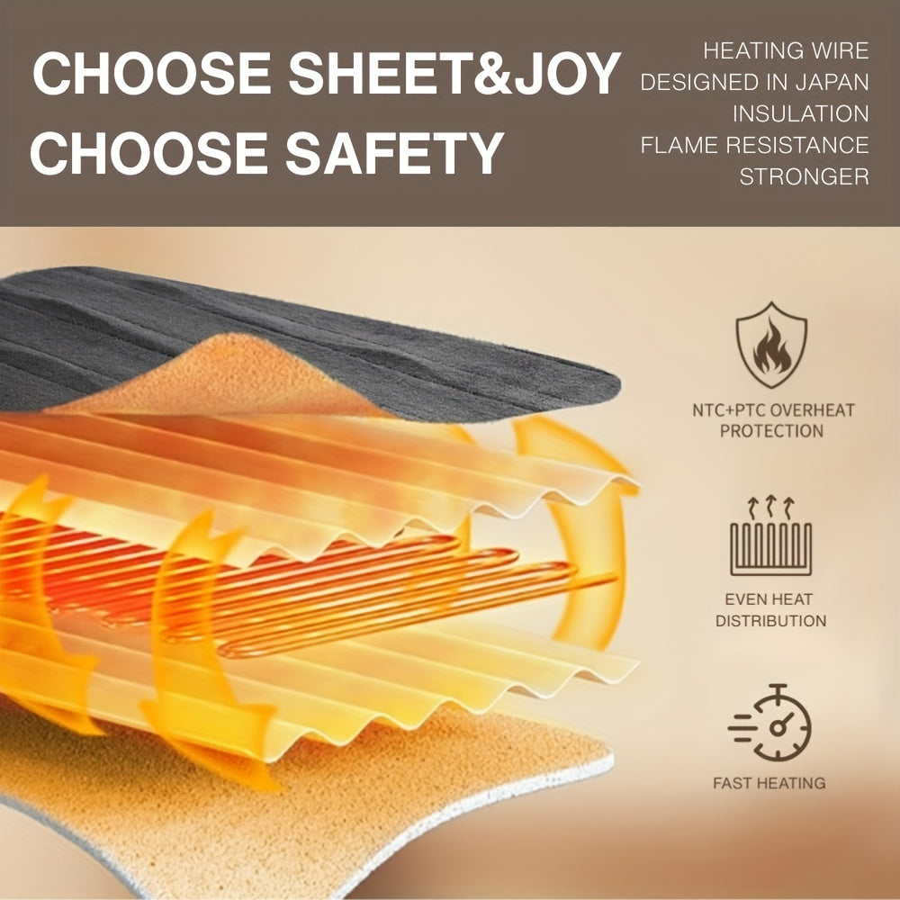 Electric Heated Blanket Flannel Extra Large with 8 Temperature Levels 10-Hour Auto-Off PTC+NTC Overheat Protection Machine Washable – Throw Twin Full Queen King Sizes