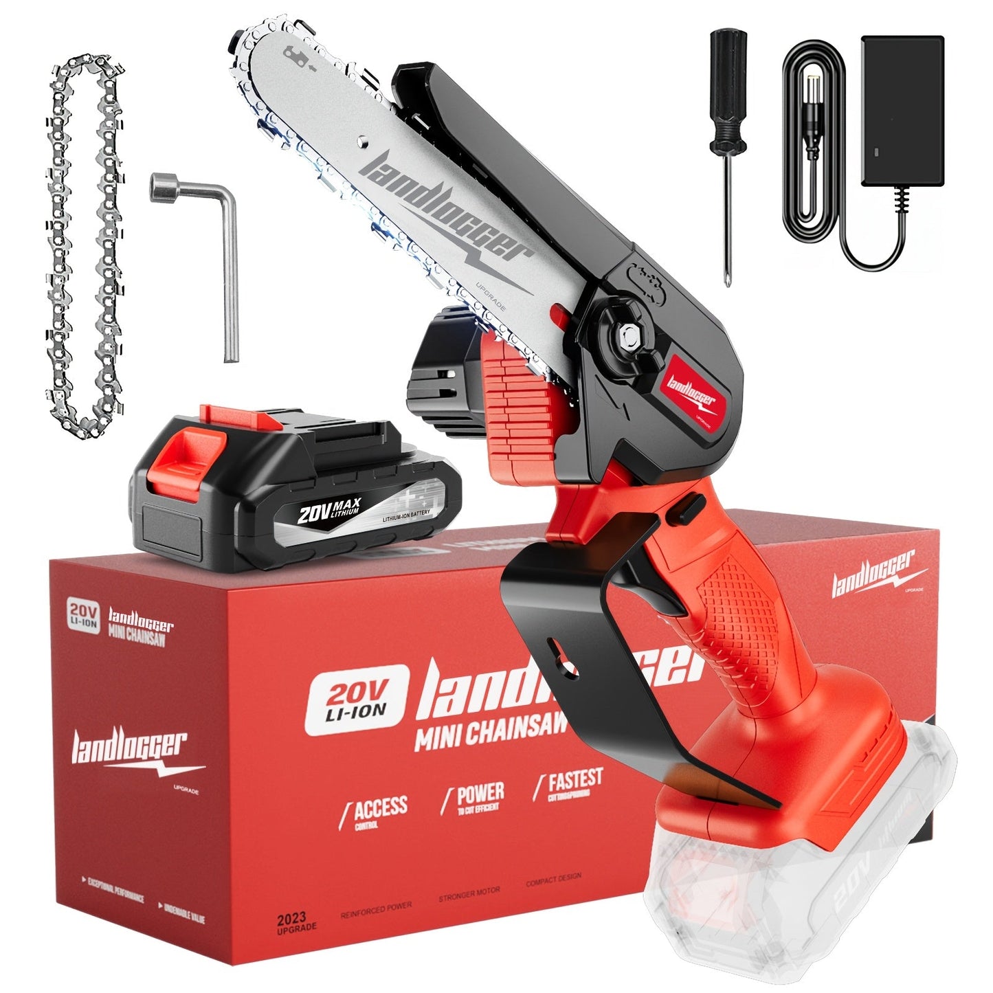 Mini Chainsaw Cordless 6 Inch Battery Powered Electric Chainsaw with Safety Guard Adjustable Chain Ergonomic Grip for Tree Trimming Branch Cutting Yard Work - Gift for DIY Home Garden Outdoor