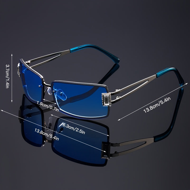 Rhinestone Square Party Glasses for Women & Men – Bold Hip Hop Rave Festival Eyewear, Luxury Crystal Decoration, Color Options, Includes Case & Cleaning Cloth