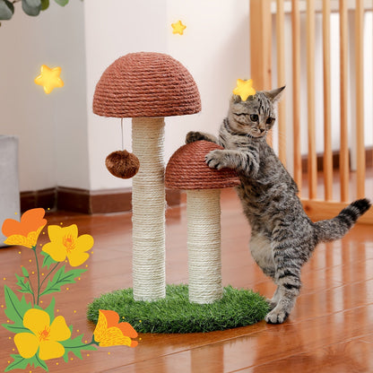 Cat Tree Tower Multi-Tier Sisal Scratching Post with Hanging Toys for Indoor Cats, Sturdy Cat Climbing Tower Activity Center for Energetic Cats, Available in Grey and Black