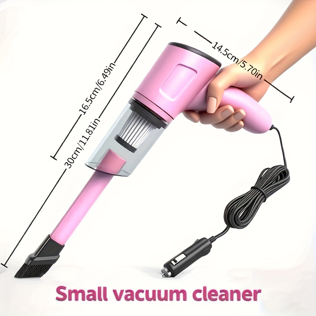 Pink Mini Handheld Car Vacuum Cleaner Strong Suction Dry Wet Cleaning for Pet Hair Cat Hair Multifunctional Portable Cordless Cute Design for Women Girls