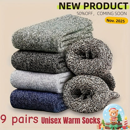 Thermal Hiking Socks 9 Pairs Unisex Thick Warm Terry Socks for Men Women Multi-Color Winter Boot Socks Cold Weather Arch Support Reinforced Toe Breathable Cozy Casual Bed Socks US Size 6-10