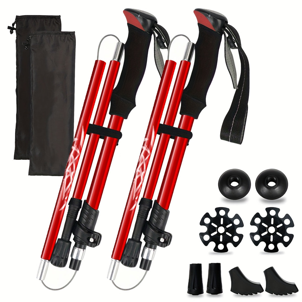 Trekking Poles 2 Pack Lightweight Aluminum Alloy Foldable Hiking Sticks – Quick-Lock Adjustable, Ergonomic Non-Slip Grip & Carry Bag for Men Women Camping Travel