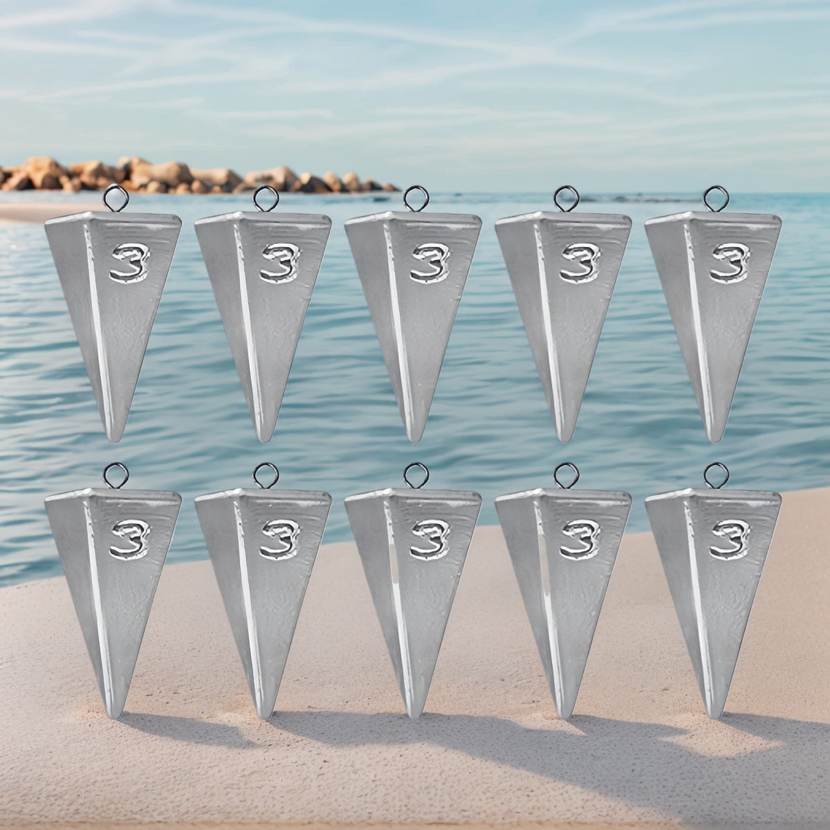 Pyramid Fishing Sinkers – Saltwater & Freshwater Surf Fishing Weights, Strong Hold in Current, Sizes 1oz to 10oz, Multi-Pack Tackle for Pompano, Bass, Drum & More