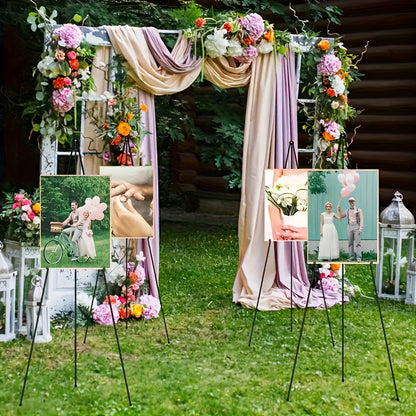 63 Inch Portable Floor Easel Stand Metal Tripod with Carry Bag Wedding Sign Poster Display Quick Assembly Black Gold 1 or 2 Pack