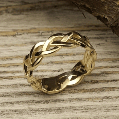 18K Gold Plated Copper Woven Hollow Ring for Women – Minimalist Stackable Band, Sizes 5-13, Luxurious Texture for Weddings, Anniversaries, Parties & Everyday Wear, No Gemstone