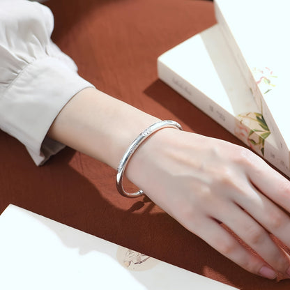 S999 Sterling Silver Tribal Style Bracelet for Women – Simple Elegant Bangle for Daily Wear, All Seasons, Mother’s Day, Birthday & Gift Giving