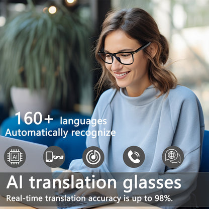 AI Smart Glasses Real-Time Translation 160+ Languages ChatGPT System Bluetooth 5.3 Built-in Mic Speaker – HD Voice Calls HiFi Music Smart Audio Glasses Unisex Men Women