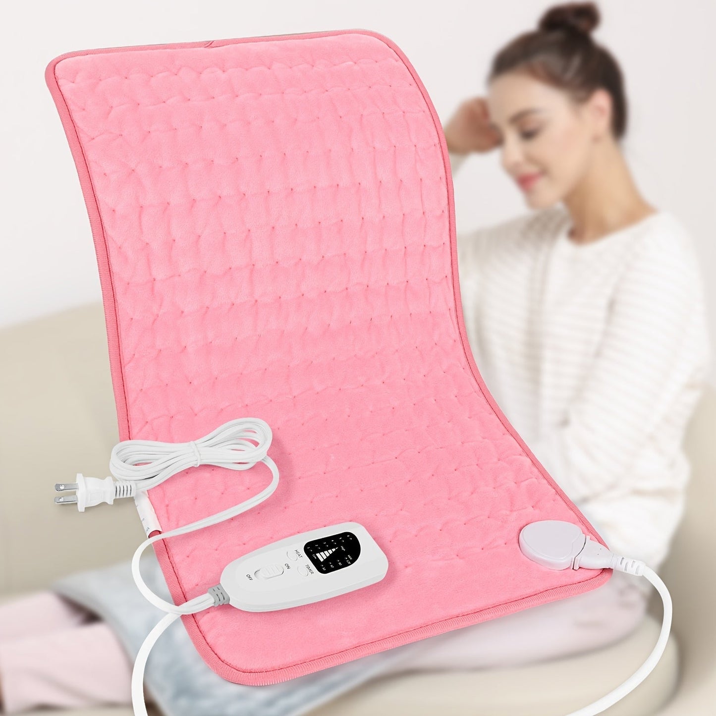Extra Large Heating Pad 24"x12" for Back Neck Shoulders – 6 Heat Settings Auto Shut-Off Wet Dry Washable Flannel Electric Heating Pad Gift