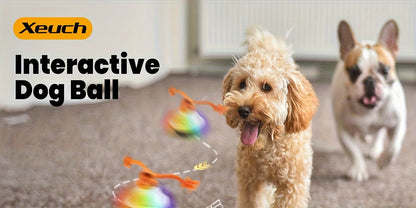 Automatic Moving Rolling Dog Ball Toy with Rope Motion Activated Voice Recording USB Rechargeable Interactive Stimulation Toy for Small Medium Dogs Boredom Relief Gray White