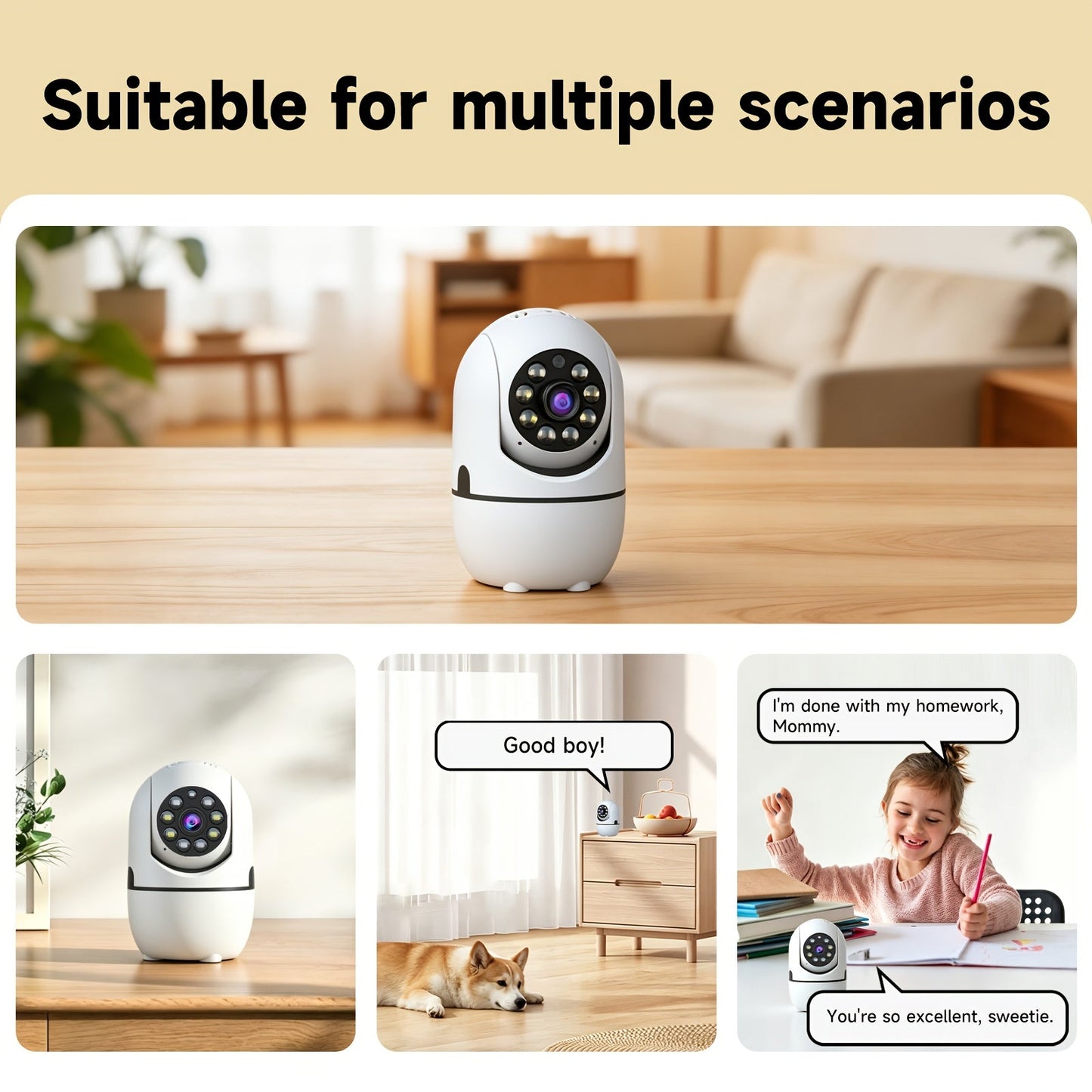 2-Pack Indoor Security Camera 355° Rotation – 2.4G/5G WiFi, Motion Detection, Full-Color Night Vision, Two-Way Audio, Cloud & 256GB TF Card Storage, Alexa Compatible, Baby & Pet Monitor for Home