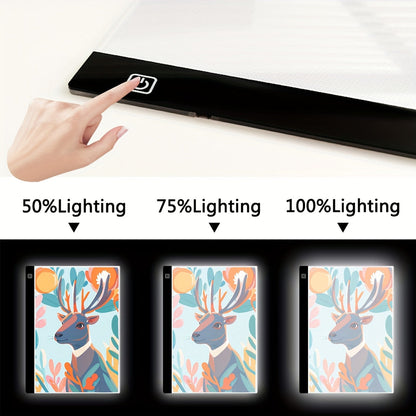 A2 LED Light Pad for Diamond Painting Tracing Drawing 3-Level Brightness USB Powered Ultra-Thin Acrylic Light Board 15.75x23.62 Inch Diamond Art Supplies Animation