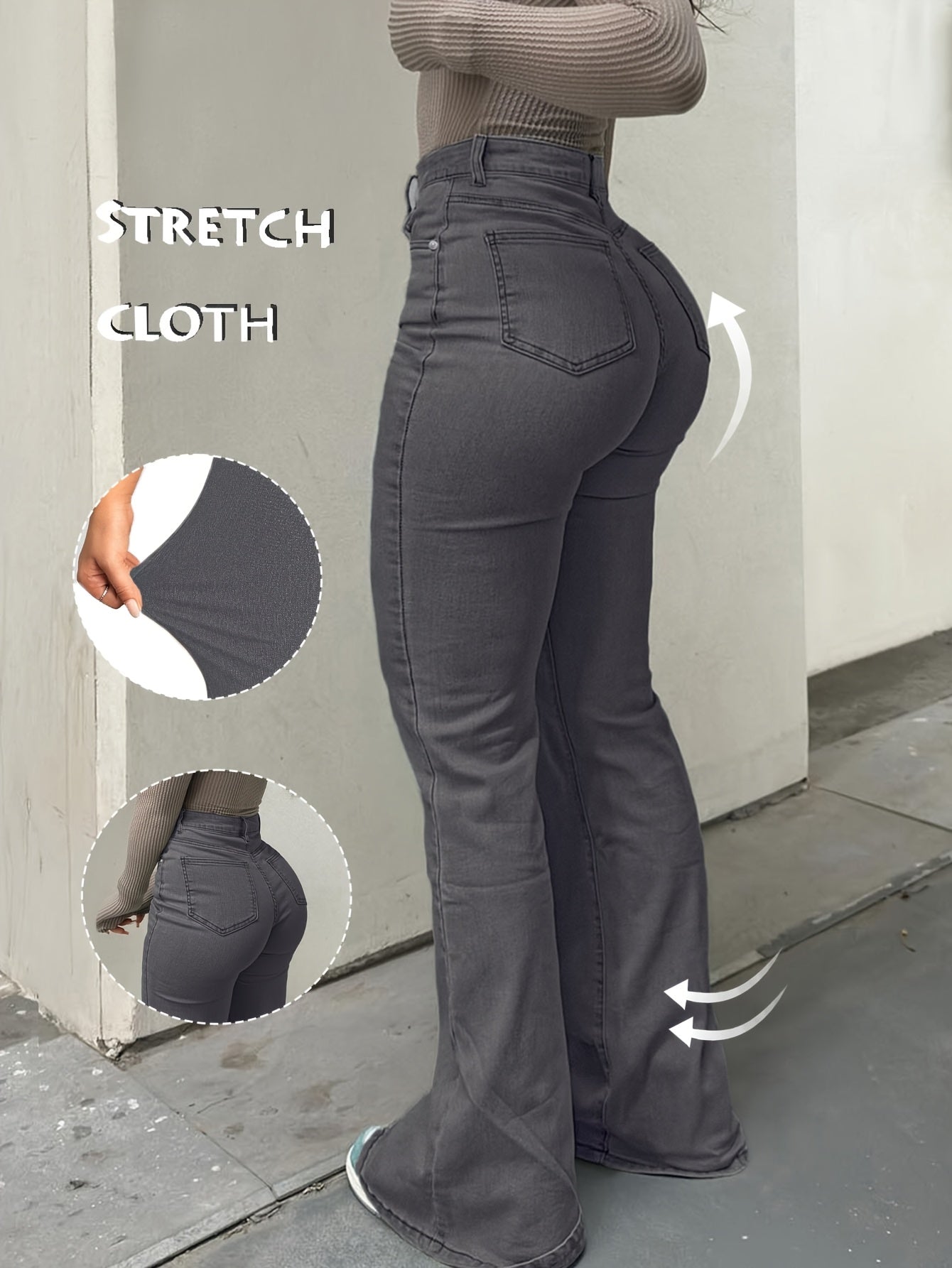 Women's Y2K Vintage High-Waist Straight Leg Denim Jeans – High Elastic Waistband, Solid Color Long Pants, 12 Colors, Sizes XS-XXL, Trendy Streetwear Fashion