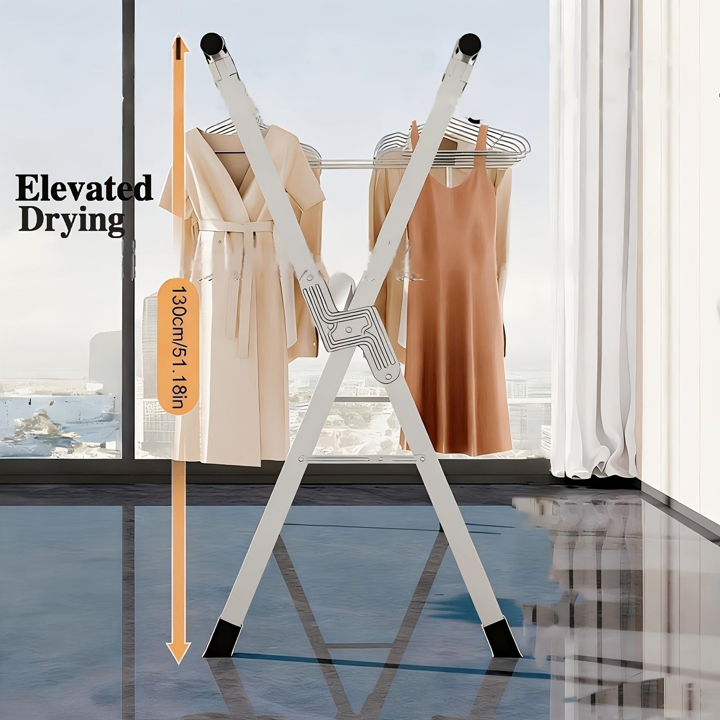 Collapsible Clothes Drying Rack – Heavy Duty Stainless Steel Laundry Drying Rack for Indoor & Outdoor Use, Adjustable Clothesline Rack with Clips, 63" & 79" Sizes