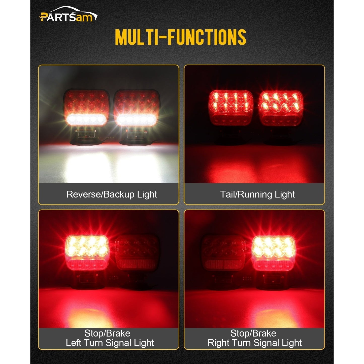 Wireless Magnetic Trailer Light Kit 26 LED Towing Tail Lights with 7-Pin Plug – Stop Turn Brake Backup Reverse IPX5 Waterproof 100FT Range for Trucks & Trailers 12-24V