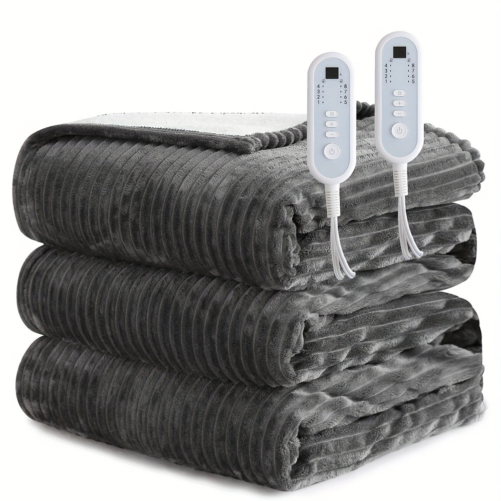 Electric Heated Blanket Flannel Extra Large with 8 Temperature Levels 10-Hour Auto-Off PTC+NTC Overheat Protection Machine Washable – Throw Twin Full Queen King Sizes