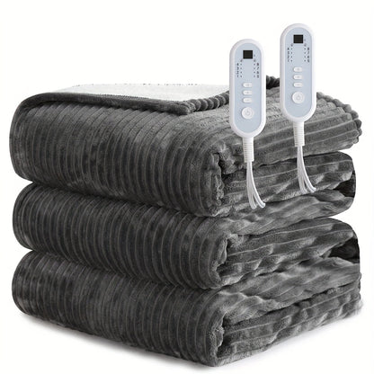 Electric Heated Blanket Flannel Extra Large with 8 Temperature Levels 10-Hour Auto-Off PTC+NTC Overheat Protection Machine Washable – Throw Twin Full Queen King Sizes