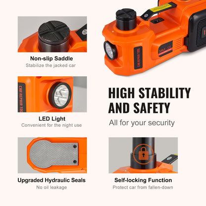 HAPPYBUY 5 Ton Hydraulic Car Jack 11023 Lbs with Built-in Inflatable Pump & LED Light - Portable Car Lift for Tire Changes & Garage Repairs, Compatible with SUV, MPV, Sedan & Truck