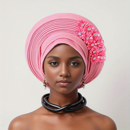 African Nigerian Gele Hat Layered Applique Headpiece Women Wedding Tea Party Fascinator Traditional Headwear 15 Colors Mother's Day Gift