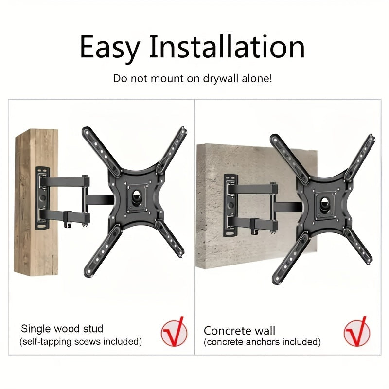 Swivel Tilt TV Wall Mount Bracket for 26-60 Inch Screens – Universal Full Motion Adjustable Flat Screen TV Mount, Easy Install, Compatible with Most LED LCD OLED TVs, VESA Compatible