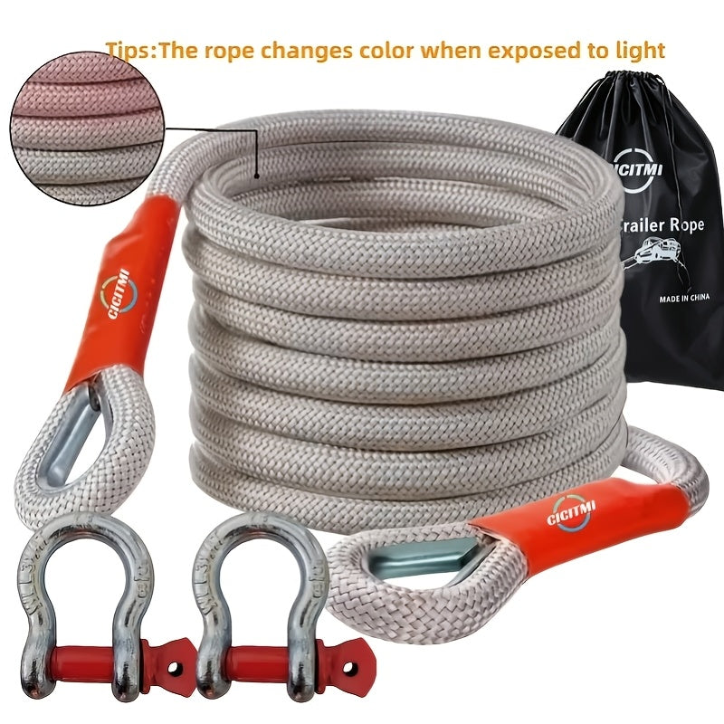 Heavy Duty Tow Hook & Tow Rope Set 16FT – Steel U-Shaped Hooks, Off-Road SUV Rescue Recovery Strap, 4 Capacity Options: 6613 / 11023 / 22046 / 39683 LBS