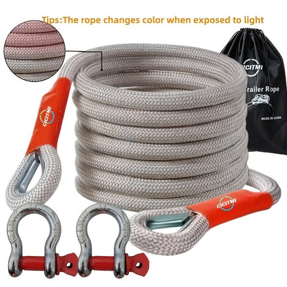 Heavy Duty Tow Hook & Tow Rope Set 16FT – Steel U-Shaped Hooks, Off-Road SUV Rescue Recovery Strap, 4 Capacity Options: 6613 / 11023 / 22046 / 39683 LBS