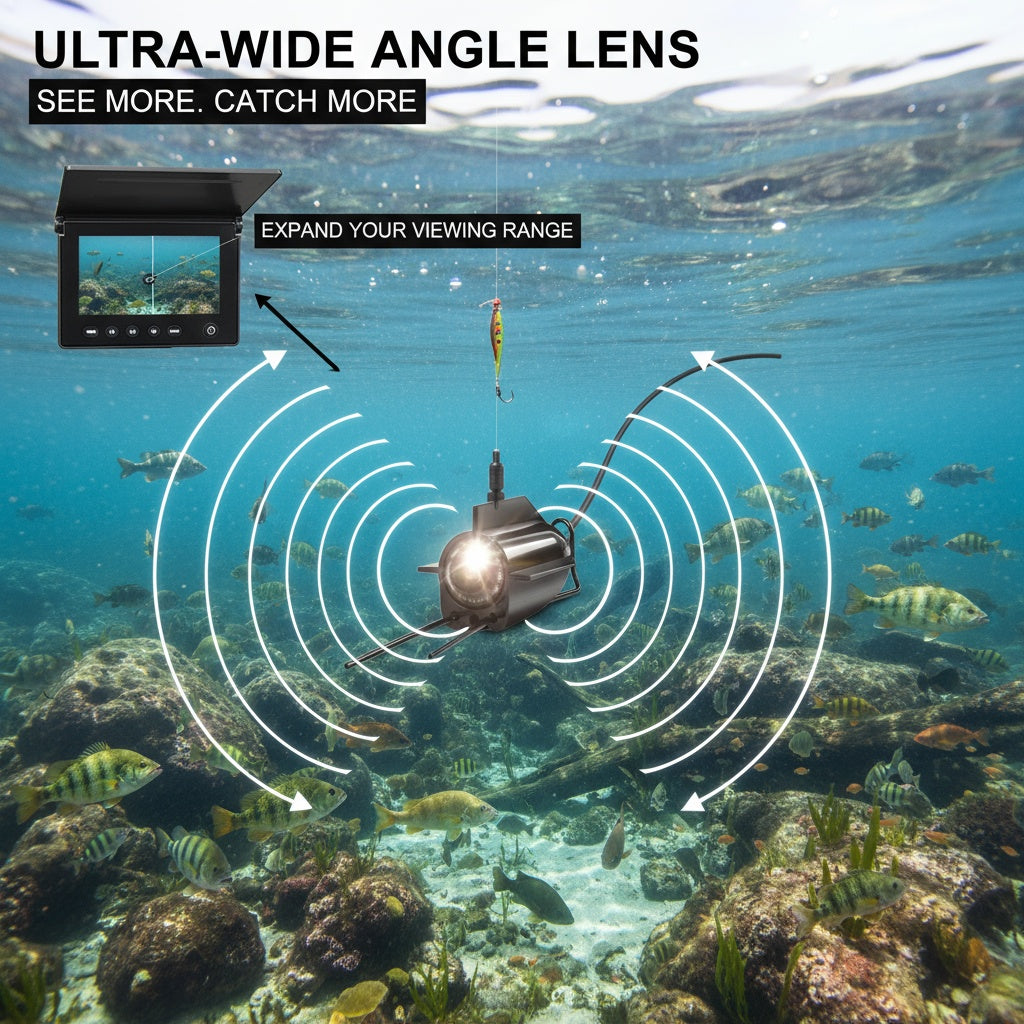 Fish Finder with HD Underwater Camera 4.3 Inch Screen 140° Wide Angle Lens Fish-Attracting Light – Portable Viewing Set for Ice Fishing Lake River Dock