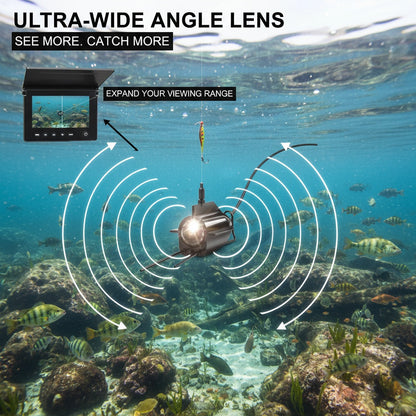 Fish Finder with HD Underwater Camera 4.3 Inch Screen 140° Wide Angle Lens Fish-Attracting Light – Portable Viewing Set for Ice Fishing Lake River Dock