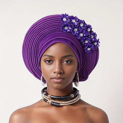 African Nigerian Gele Hat Layered Applique Headpiece Women Wedding Tea Party Fascinator Traditional Headwear 15 Colors Mother's Day Gift