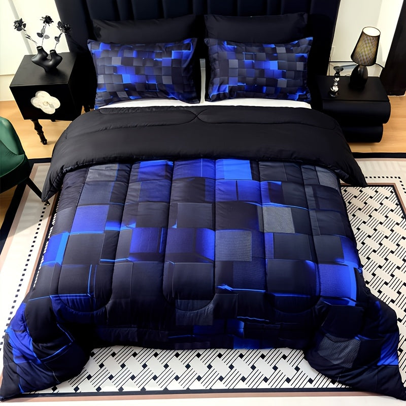 Quilted Comforter Set Twin Queen King Size – Soft Diamond Pattern Quilt with Pillowcases Ultra-Fine Fiber Fill Lightweight Breathable All-Season Bedding 2/3 Piece Multiple Colors