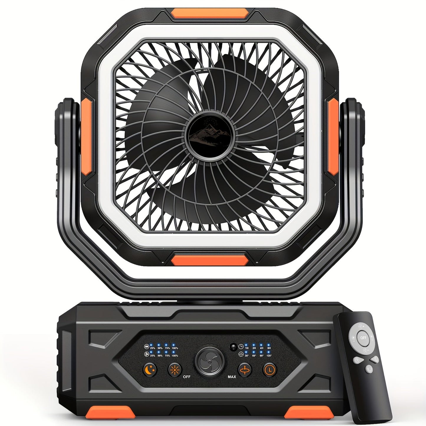 20000mAh Portable Camping Fan with Remote & Oscillation – Rechargeable 4-Speed Quiet Fan with LED Lantern, 45°/90° Oscillation, Timer & Hook for Tent, Car, RV, Bedroom & Emergency Cooling, 12-138Hr Runtime