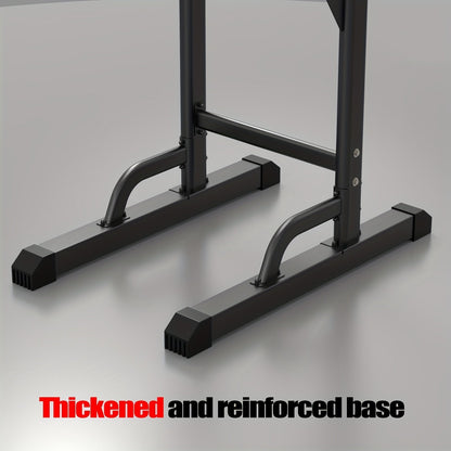 Adjustable Height Power Tower Dip Station – Multi-Function Pull Up Bar, Strength Training Workout Station for Home Gym – Black T055KX, No Backrest & Red T055CDU Models