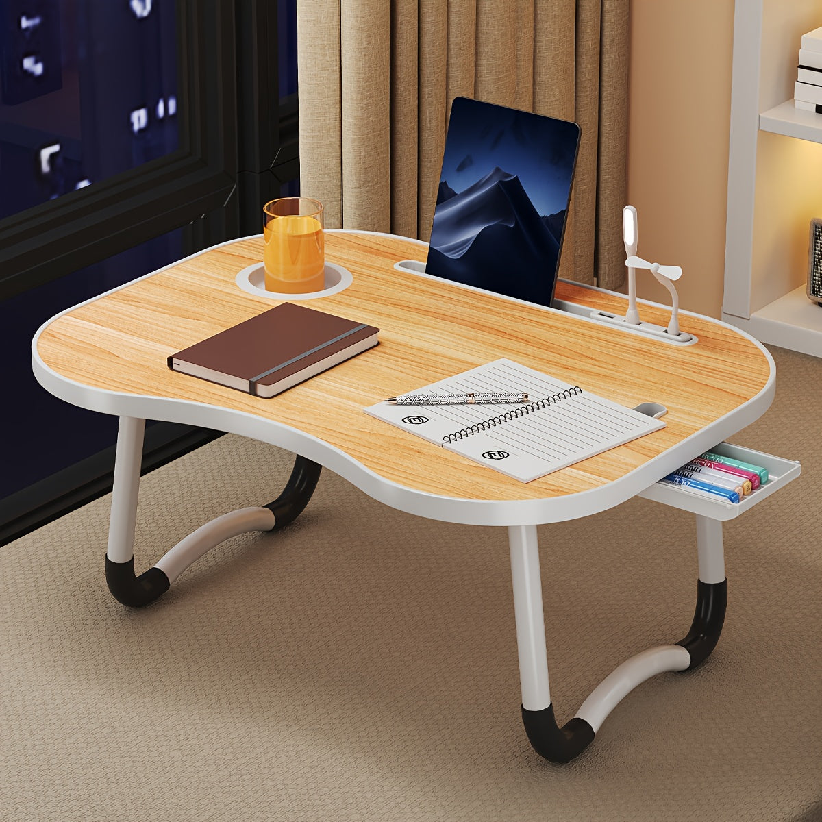 Foldable Laptop Bed Tray Table Portable Lap Desk Stand for Eating Reading Writing on Bed Sofa Floor – Sturdy & Lightweight