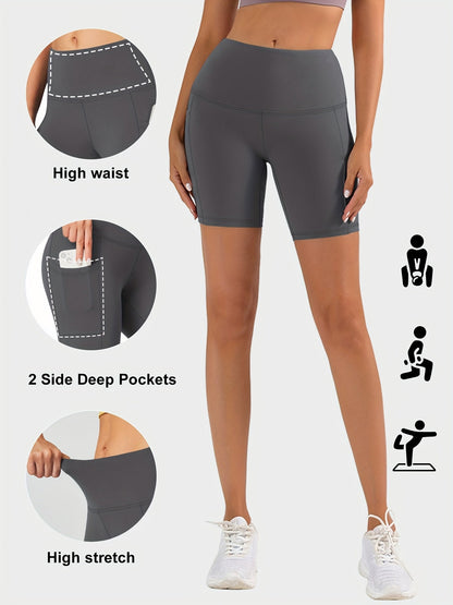 High-Waisted Yoga Shorts for Women, Sweat-Absorbing High-Elasticity Cycling Shorts with Tummy Control, Stretchy Training Running Sports Shorts for Gym Fitness Casual Wear