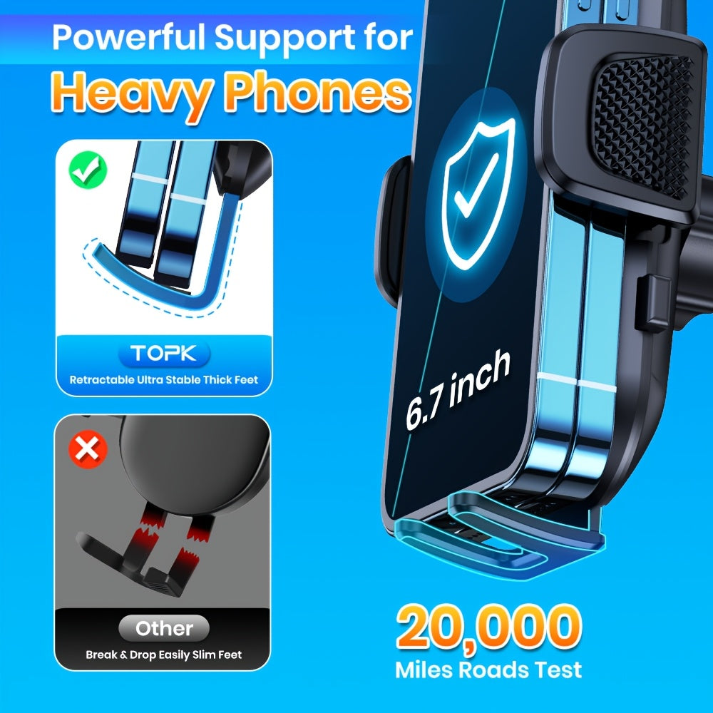 Universal Car Phone Holder Dashboard Mount - Adjustable Cell Phone Car Mount for iPhone, Samsung & All Android Smartphones, Stable Dash Mount with Flexible Viewing Angles, Easy One-Hand Operation