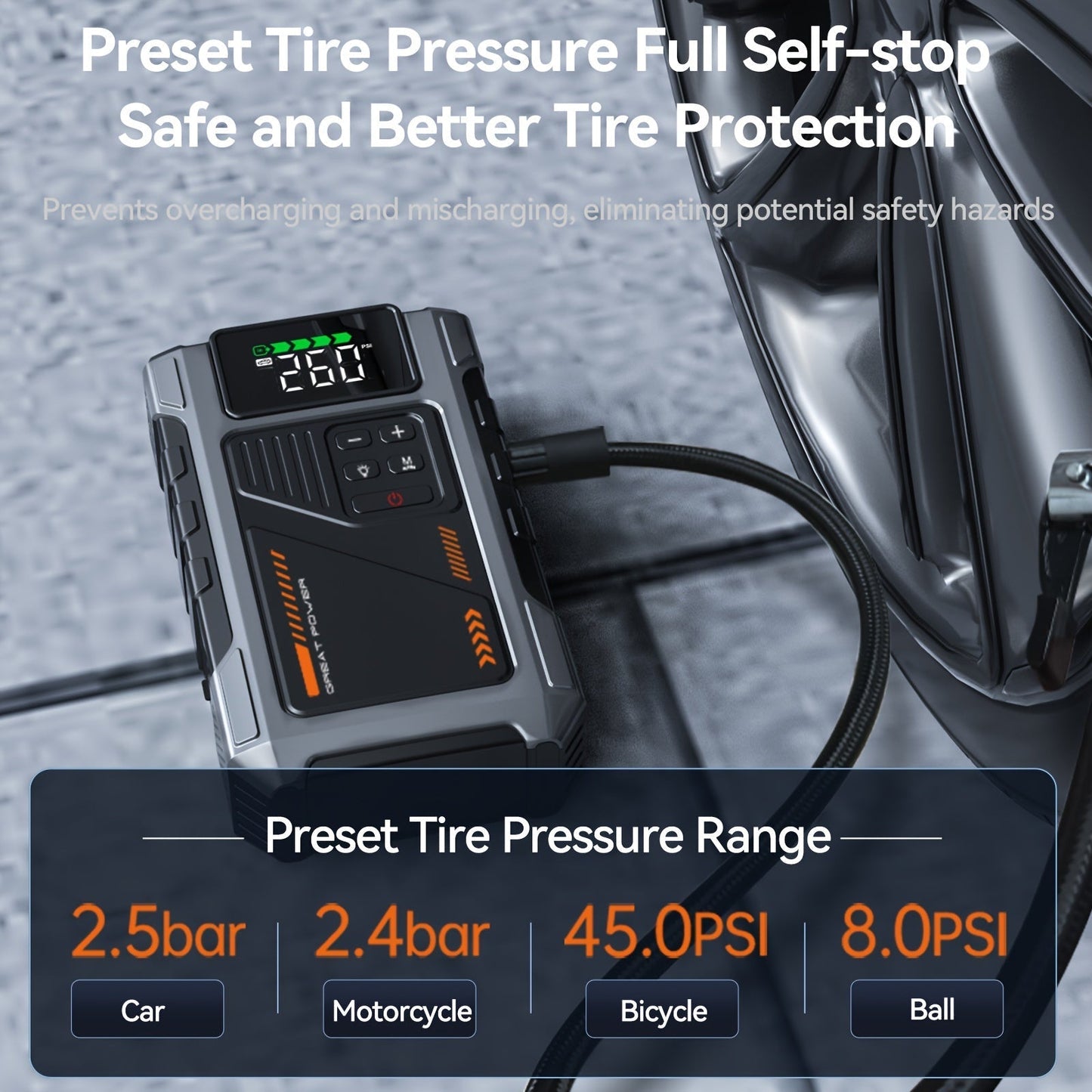 5-in-1 Jump Starter with Air Compressor 5000A Peak – 150 PSI Tire Inflator, 12V Car Battery Jump Pack for Gas & Diesel, Smart Cables & Battery Charger
