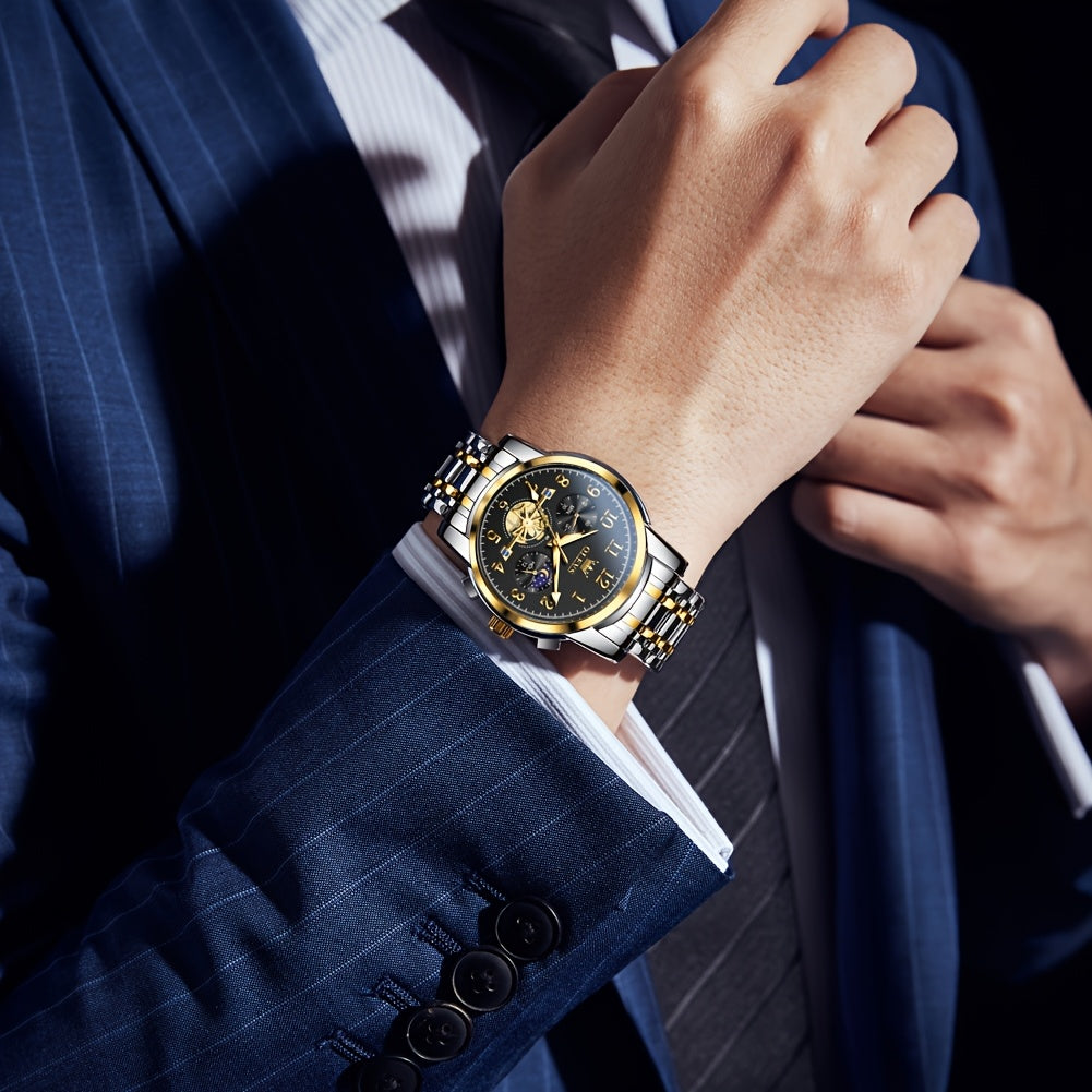 OLEVS Men's Luxury Dress Watch Big Face Luminous Calendar Stainless Steel – Classic Business Wrist Watch for Men, 8 Color Options, Easy-to-Read Dial, Perfect Gift for Him