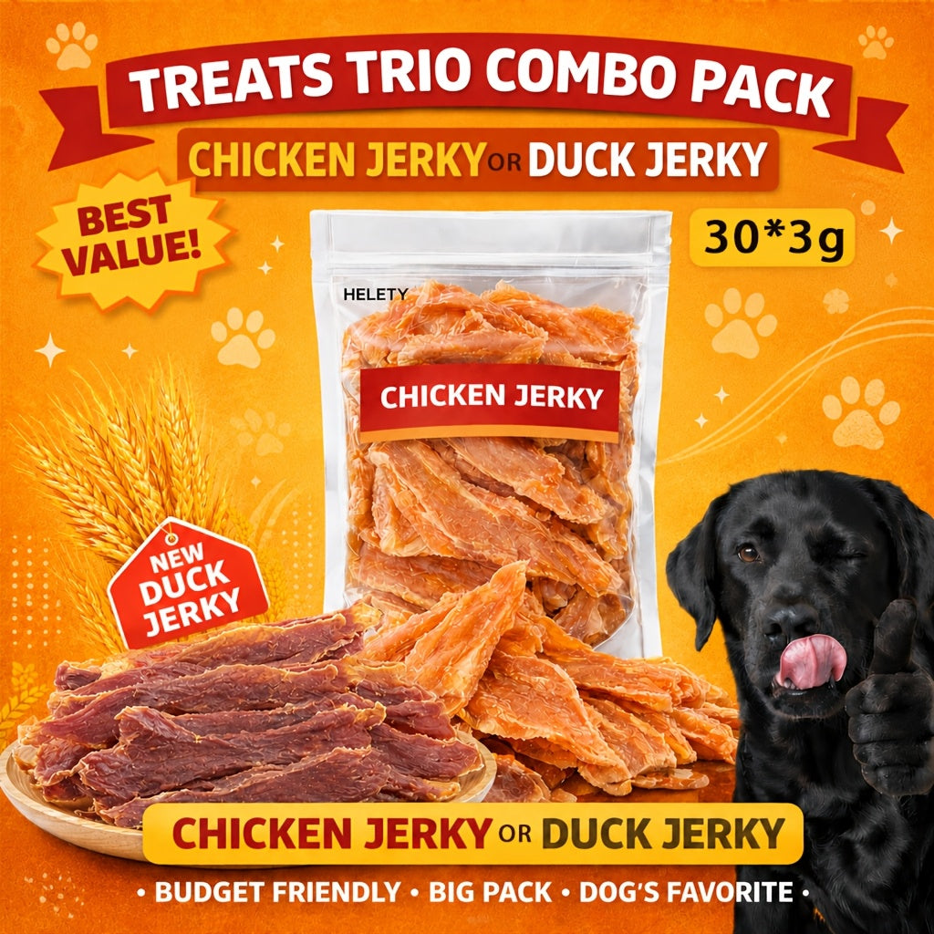 Chicken Jerky Dog Treats - Real Dried Chicken for Dogs, High Protein & Easy to Digest, Healthy Long-Lasting Training Reward Snack for Small, Medium & Large Breed Puppies and Adult Dogs