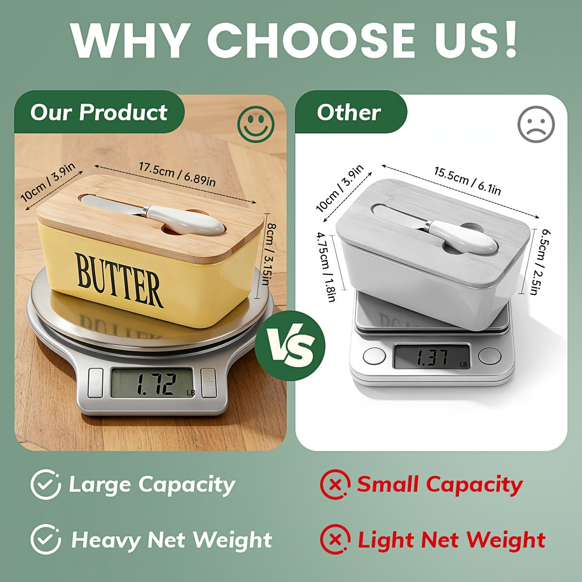 Luxury Large Ceramic Butter Dish with Lid & Butter Knife – Airtight Countertop Butter Keeper, Easy-Clean Design, Elegant Kitchen Accessory & Perfect Housewarming Gift for Butter Lovers