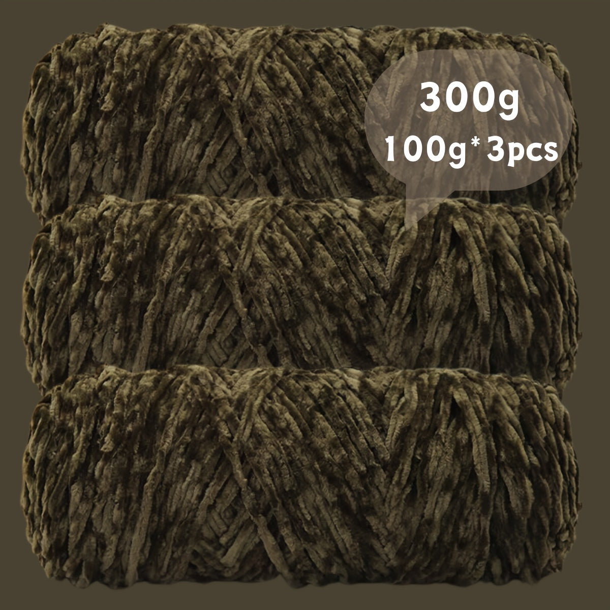 Velvet Chenille Yarn 3-Pack 300g (100g x3) Soft Bulky Knitting Crochet Yarn 47 Colors Beginner Friendly Luxury Handcraft for Sweaters Scarves Hats Dolls Bags Amigurumi DIY Projects