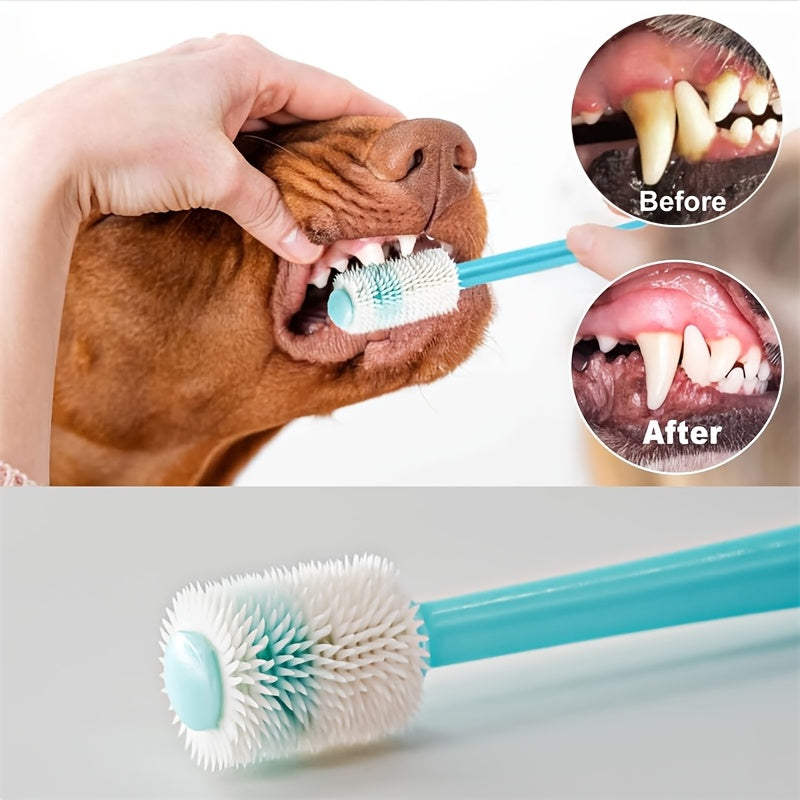 3-Piece Pet Dental Care Silicone Toothbrush Set 360° Finger Brush & Micro-Ciliated Brush for Dogs & Cats Soft Gentle No Battery Required