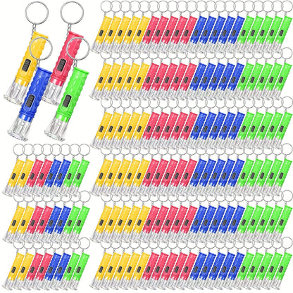150PCS Mini LED Flashlight Keychains Bulk – Assorted Colors Portable Handheld Key Ring Lights for Halloween, Camping, Hiking, Cycling & Party Favors